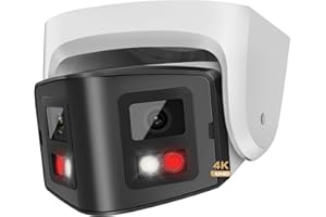 4K Dual-Lens PoE Security Camera with 180° Panoramic View, 8MP IP Outdoor Camera 98ft Full Color/IR Night Vision,Person/Vehic