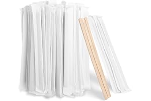 GIONFE 210PCS Wooden Coffee Stirrers, Individually Wrapped, Wooden Beverage Mixer, 5.5" Coffee Stir Sticks-Biodegradable Eco-Friendly Round End Disposable coffee stirrer, For Coffee, Cocktail, Hot Drinks