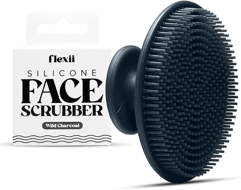 flexii Silicone Face Scrubber Charcoal – Gentle Facial Cleanser for All Skin