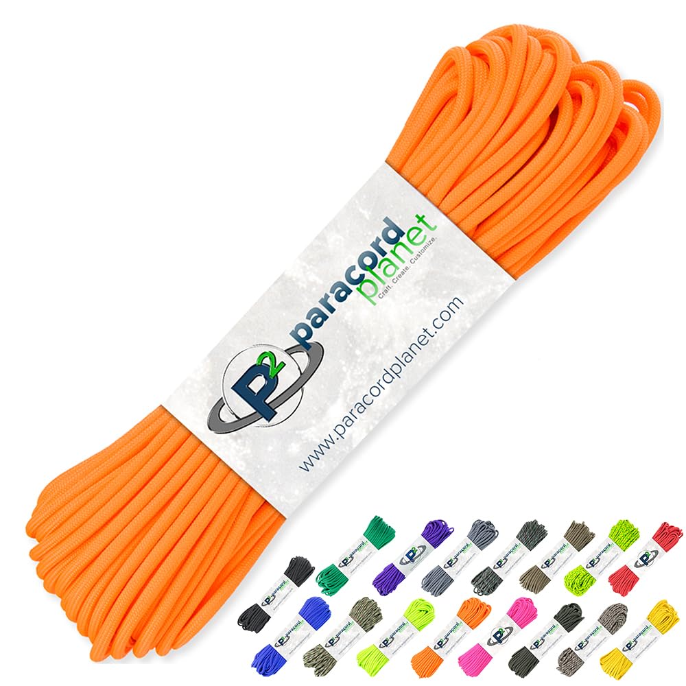 PARACORD PLANET 100 Feet Hanks Parachute 550 Cord Type III 7 Strand Paracord Neon Orange