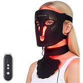 KAKUSAN Red Light Therapy LED Face and Neck Mask, FDA-Cleared, 432 LEDs | Blue, Red and 850 nm Infrared, Soft Silicone, Timer, 3500 mAh, 160-Min Runtime