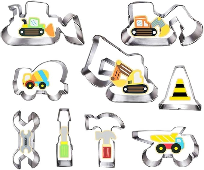 Construction Cookie Cutter Set3 Inches9 Piece Excavator Digger Bulldozer Dump