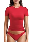 YEOREO Women Fitted Workout Tops Short Sleeve