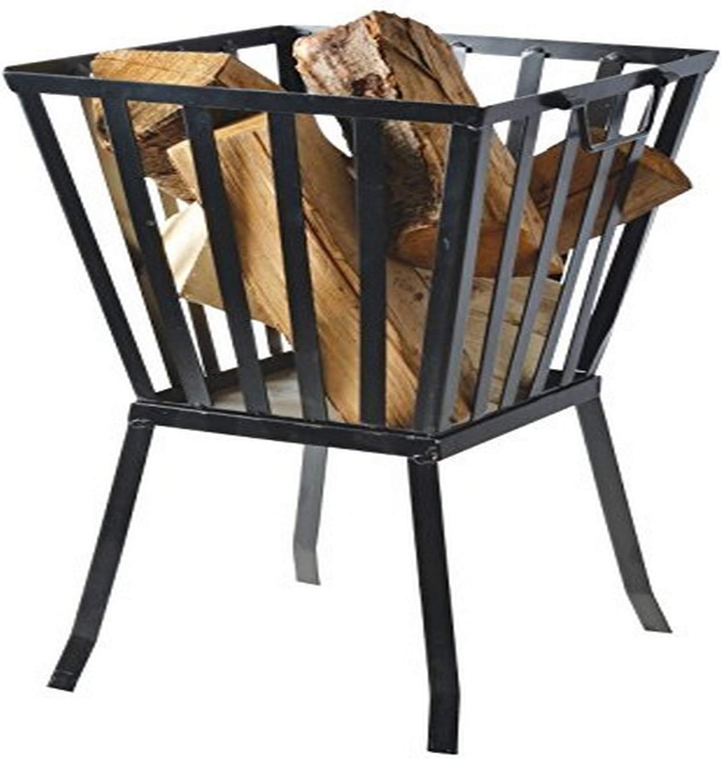 Fallen Fruits FF119 Square Fire Basket, Black