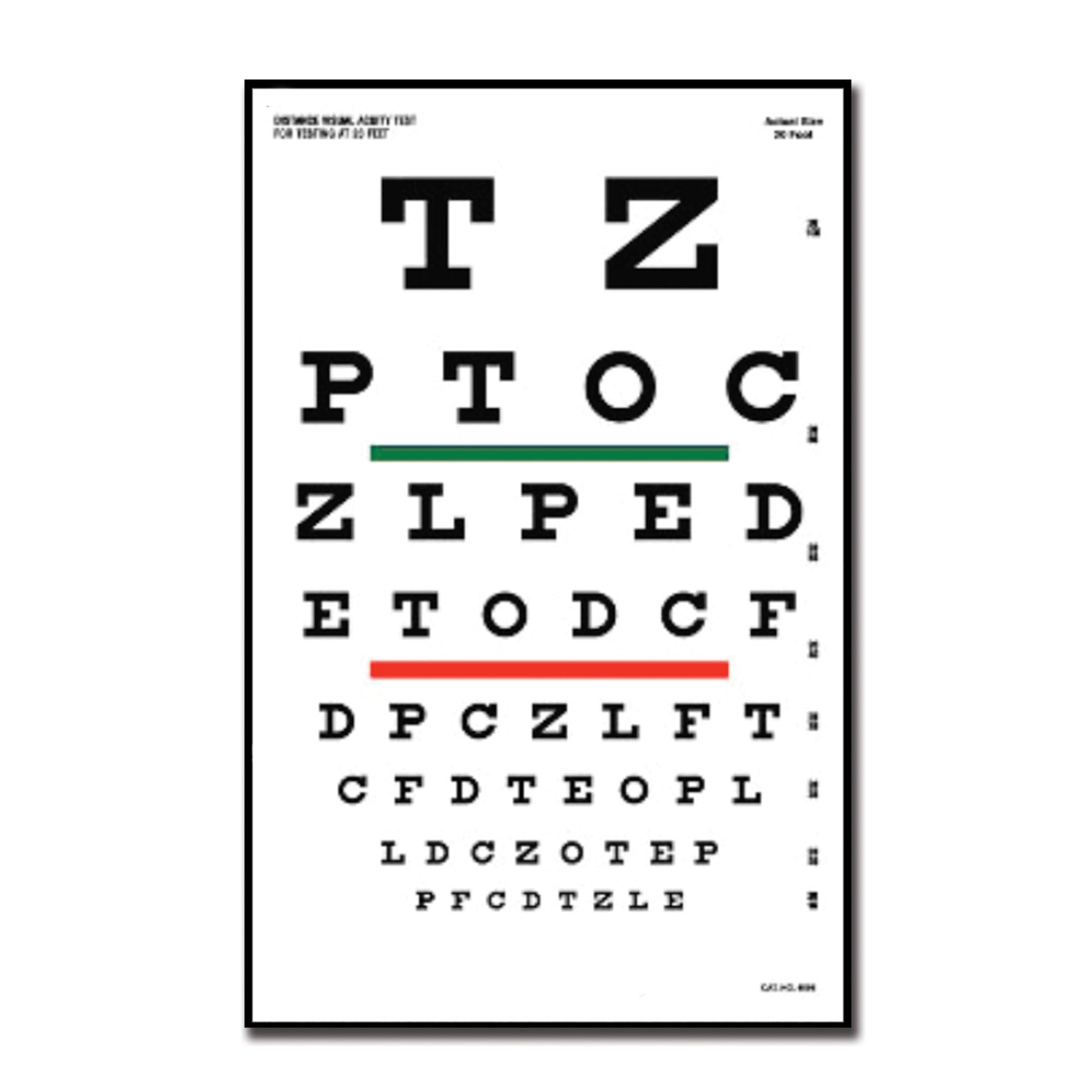 Gima - Snellen Optometric Chart, Colour Bar Chart with Red and Green Bar, Dimension 23 x 35.5 cm, Distance 6.1 m