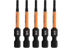 Railer 3/32 Hex Drive Bit - Impact Grade S2 Steel 2" Hex Head Allen Wrench Drill Bit w/Quick-Release 1/4 Shank. (5pc)