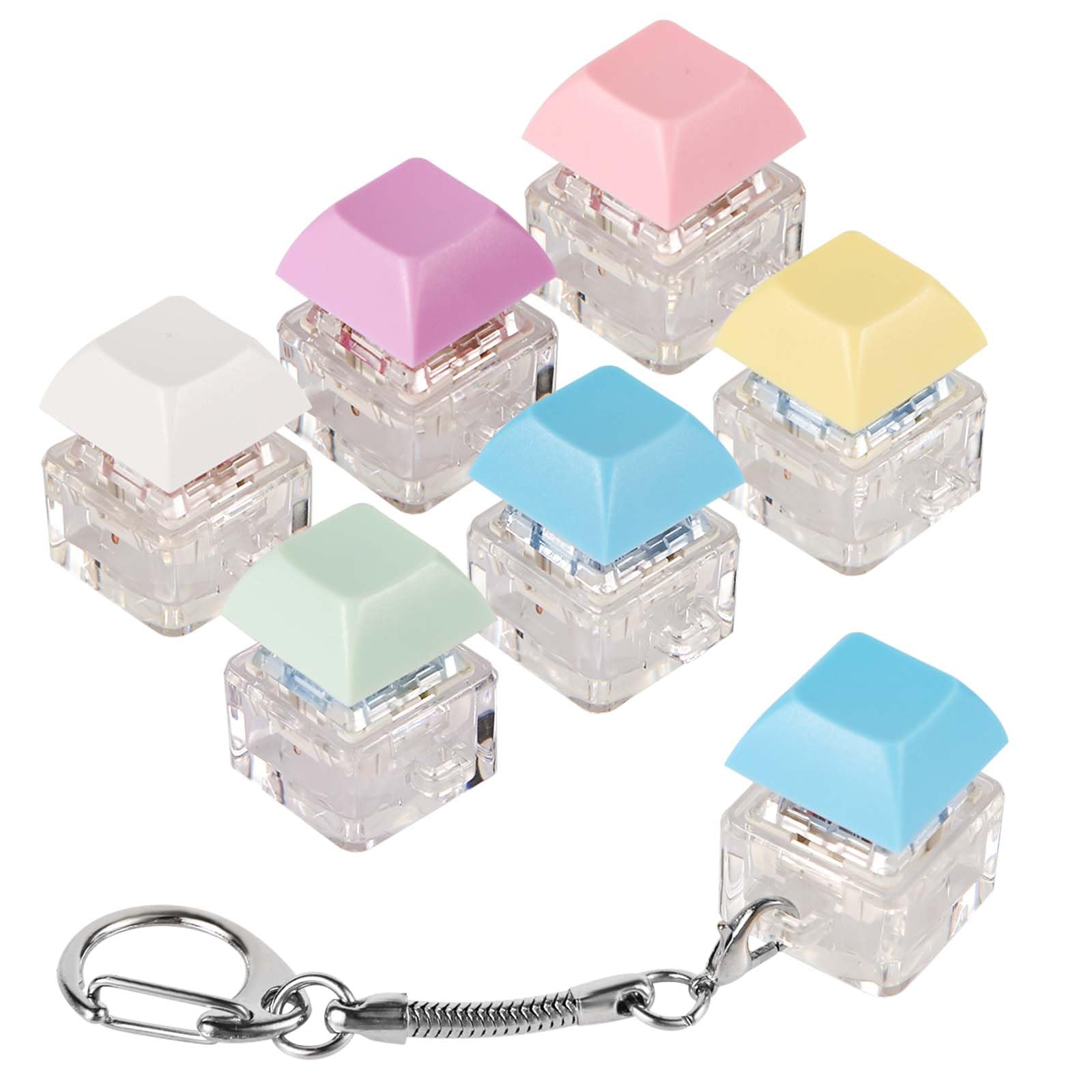 6pcs Keyboard Fidget Toy, Clicky & Silent Fidget Keyboard Keychain Multicolored Mechanical Keyboard Fidget Funny Button Fidget Toy Keyring Fidget Clicker for Decompression Decoration