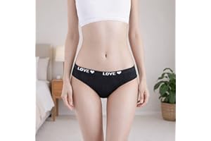 Women’s Cotton Bikini Underwear, 1 Pack Soft Ribbed Breathable Panties with LOVE Waistband, Comfortable Everyday Briefs