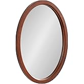 Kate and Laurel Hogan Mid-Century Oval Framed Wall Mirror; 18 x 24; Dark Walnut; Decorative Modern Wood Mirror with Soft Curv