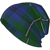 Beanie Hat Tartan Plaid Slouchy Knit Hat, Warm Stretchy Headwear for Men & Women, Winter Fall Accessory