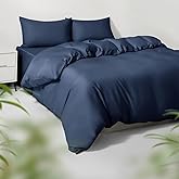 HOT SLEEPER SHEETS Full/Queen Duvet Cover Set, 100% Viscose Derived from Bamboo, 3 Pieces, 1 Zipper Closure Duvet Cover (90"x90") and 2 Pillowcases (20"x30") Cooling & Silky Soft (Navy)