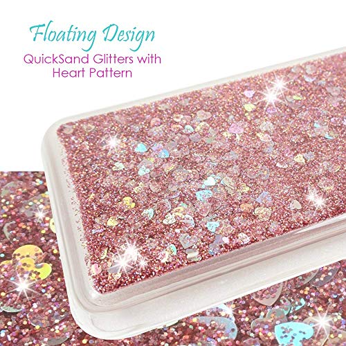 CoolPad Legacy Clear Case, ZASE Liquid Glitter Sparkle Bling Phone Case for CoolPad Legacy 6.36 inch (Metro,Boost) Cute Protective Cover Waterfall Floating Quicksand w/Phone Ring Holder (Pink Rose) - Thumbnail 3