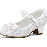 K KomForme Girl's Dress Shoes Mary Jane Glitter 1.5 in Low Heel Wedding Party Princess Shoes for Toddler/Little/Big Kids