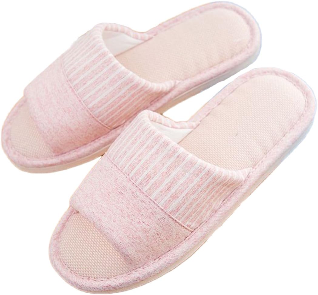 xsby Soft Indoor House Slippers for Women Men Open Toe Cotton Slip on Home Shoes