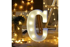 Amzure LED Marquee Letter Lights Sign C 26 Alphabet Light Up Letters Sign for Night Light Wedding Birthday Party Battery Powered Christmas Lamp Home Bar Decoration (C)