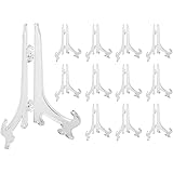 5" Clear Plastic Easels or Stand / Plate Holders to Display Pictures or Other Items at Weddings, Home Decoration, Birthdays, Tables (12 Pack)