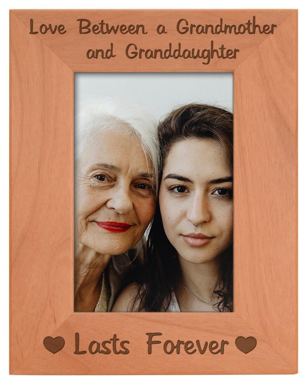 Grandma Gifts from Granddaughter Love Between a Grandmother Granddaughter Lasts Forever Best Grandma Gifts Natural Wood Engraved 4x6 Portrait Picture Frame Wood