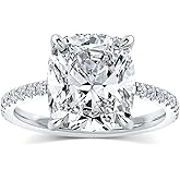 RODIFFY 4CT Cushion Cut Promise Ring for Women, White/Yellow Stone 5A Grade Cubic Zirconia S925 Silver Yellow/White/Rose Golden Engagement Ring
