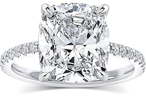 RODIFFY 4CT Cushion Cut Promise Ring for Women, White/Yellow Stone 5A Grade Cubic Zirconia S925 Silver Yellow/White/Rose Golden Engagement Ring