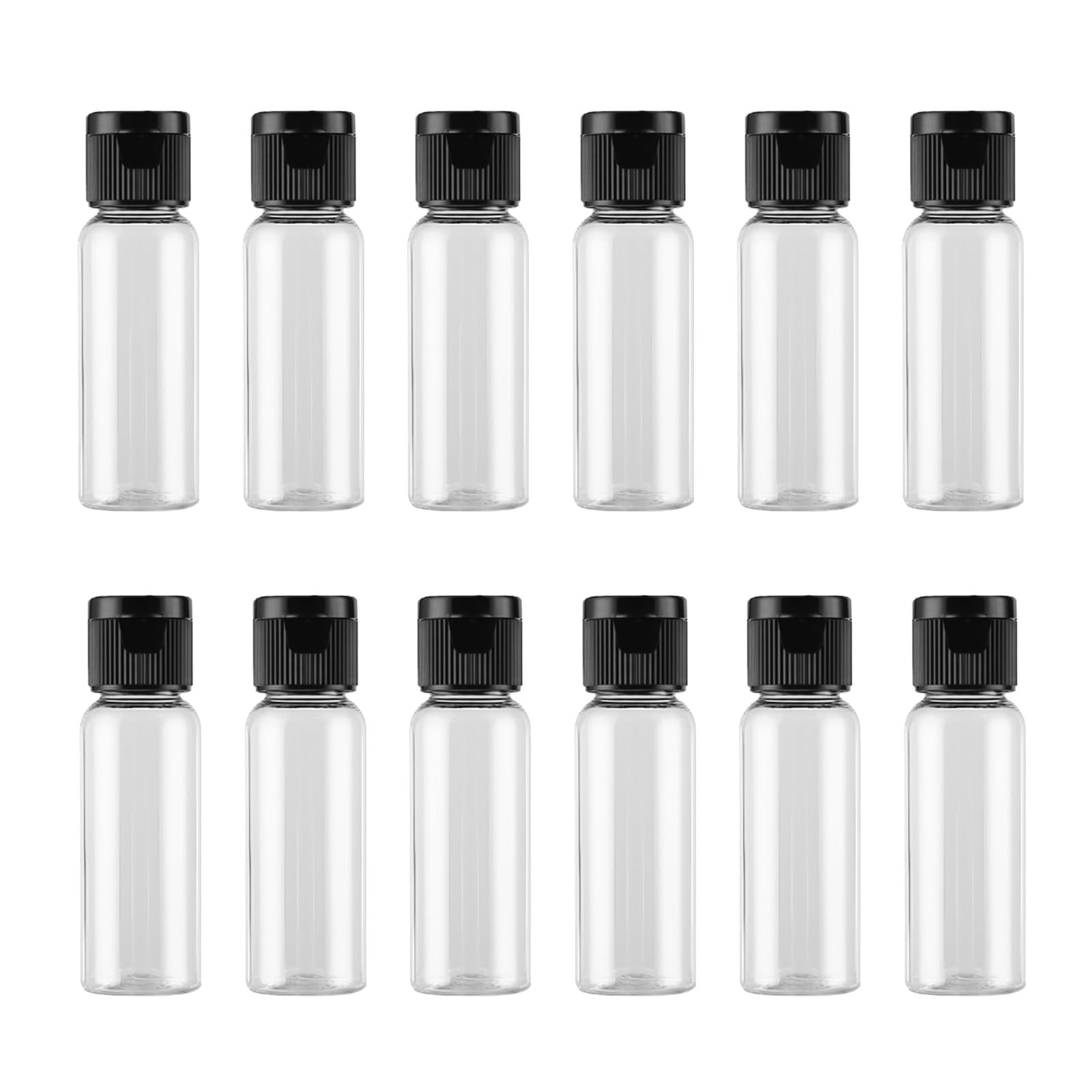 12 Pack Plastic Travel Pour Bottle with Flip Lid Empty Container Jar for Sample Emollient Shower Gel Emulsion Cosmetic Water size 30ML/1OZ