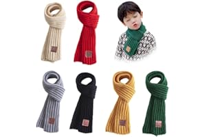 6 Pack Kids Scarf for Boys Girls, Soft Warm Knit Neck Warmer Winter Scarf Knitted Scarf for Outdoor Travel Walking Skiing