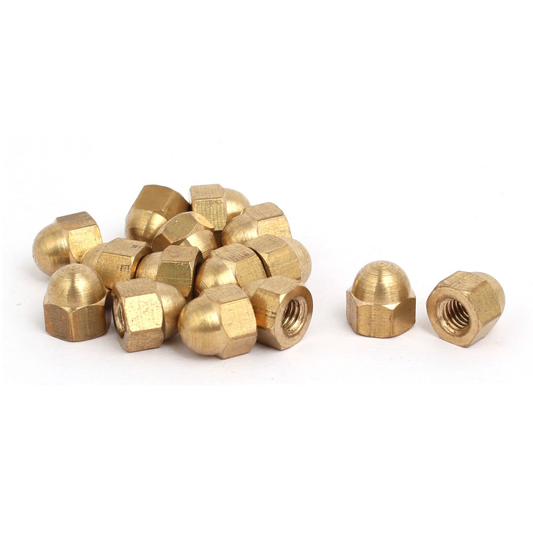 Sourcingmap 15pcs M4 Female Thread Nut DIN1587 Dome Cap Head Hex Brass Tone