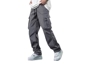 Comdecevis Men's Casual Cargo Pants Workout Joggers Stretch Sweatpants Hiking Drawstring Tactical Pants with Multi Pockets