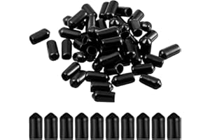 QFWDFCTRENZ 50PCS Black Round Rubber End Caps, 1/4 Inch 6.5mm Bolt Screw Thread Protector Cover Flexible Safety Tip Caps for Screw, Pipes, Rods, Cables