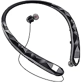 Finpola Bluetooth Neckband Headphones, Retractable Headphone Bluetooth 5.3 & IPX5 Waterproof, Neckband Headphones Vibration Call Alerts with 16H Talk for Gym/Conference