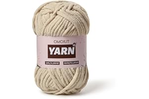 OMOIUT Plush Chenille Chunky Crochet Yarn - Baby Yarn for Crocheting Soft - Velvet Yarn Knitting for Blankets Crafts - Fluffy Amigurumi Yarn 50g / 65.6yd (Light Khaki)