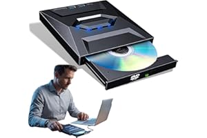 7-in-1 External USB DVD Drive & Blu-Ray Player for Laptop, USB 3.0 & Type-C Portable Blu-Ray Burner with SD/TF Card Reader an