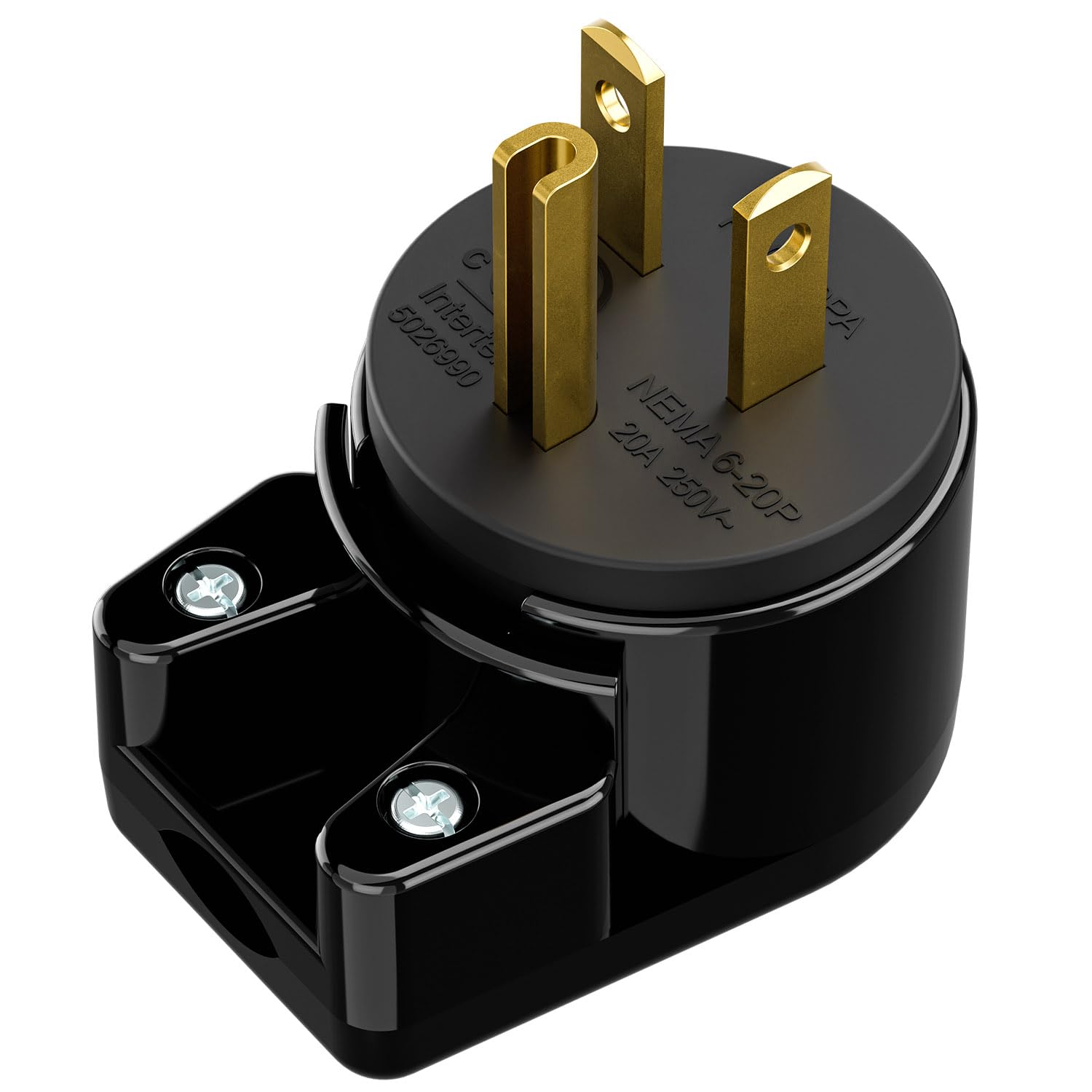 Photo 1 of USA 3-Prong Male AC Plug, Right Angle ETL Nema 6-20P 3 Pole DIY Rewirable, 20A 250V USA 3Pin AC Connector, 8 Direction Rotatable