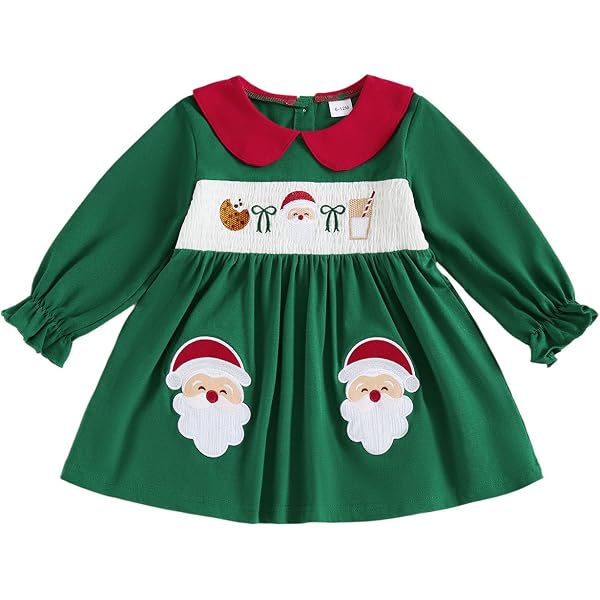 Amazon.com: Kayotuas Toddler Girl Christmas Dress Baby Smocked Outfit Xmas  Bow Embroidered Puff Sleeve Dresses Infant Christmas Clothes (Santa Green,  6-12 Months): Clothing, Shoes & Jewelry