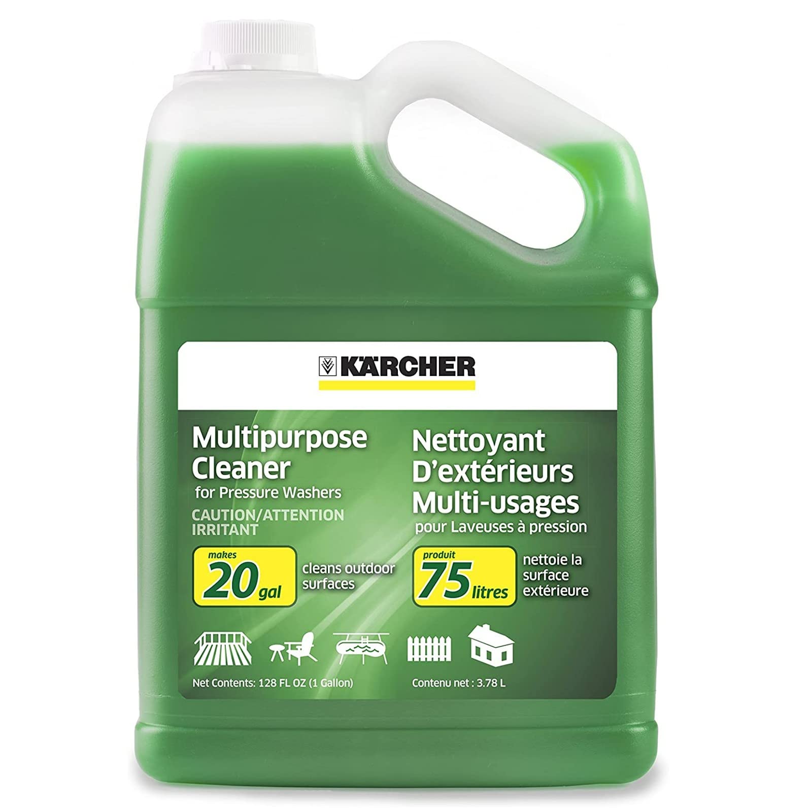 Kärcher Multi Purpose Pressure Washer Detergent, Removes Dirt and Grime from Fences, Siding, Patios, Driveways, Sidewalks, Concrete and More, Highly Concentrated, Makes up to 20 gal of Cleaner