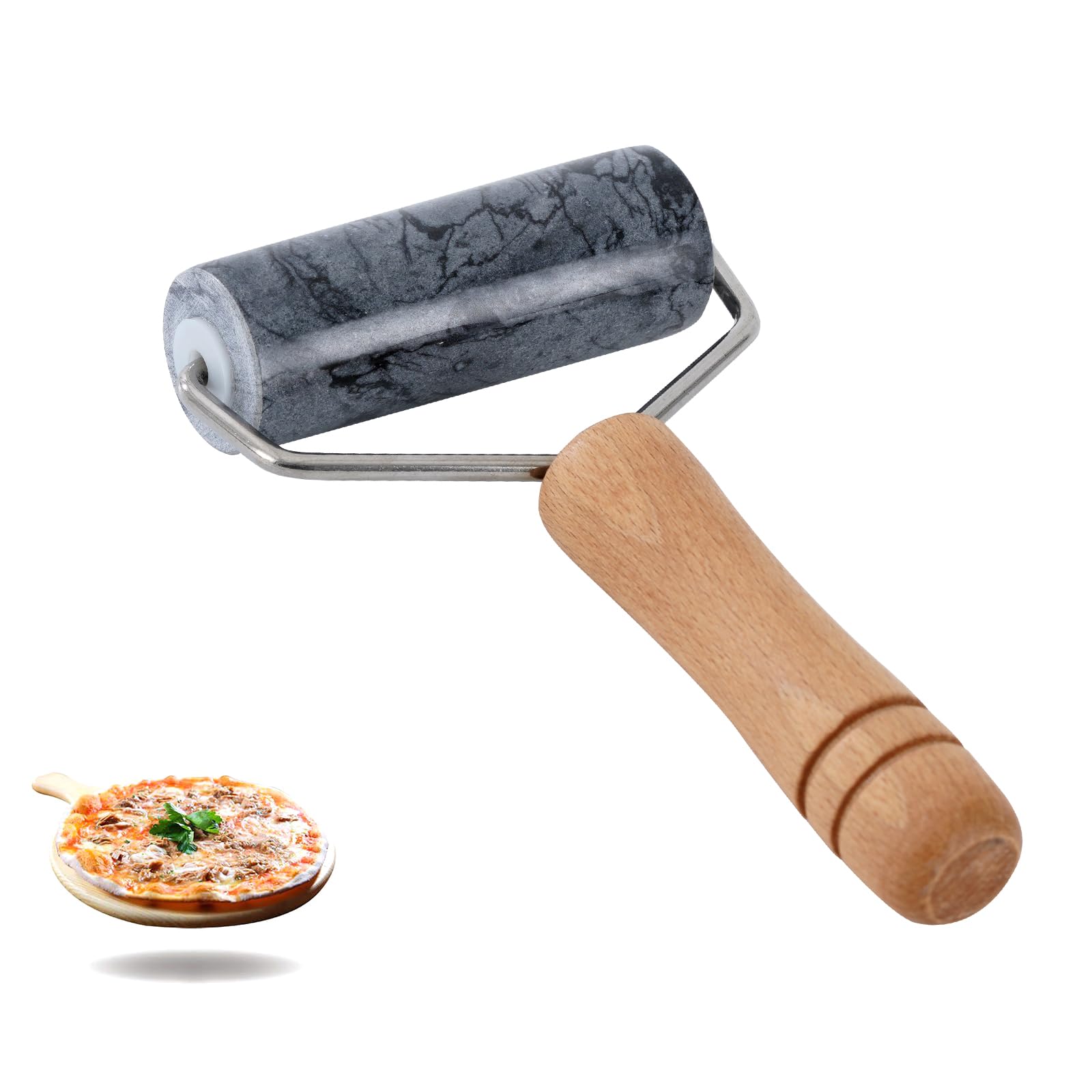 anman Rolling Pin Pizza Roller, Marble Roller Non-Stick T-Type, for Cake Baking Tortilla Fudge Pizza Cookies and Other Kitchen Baking Cooking (Type 2 Black).