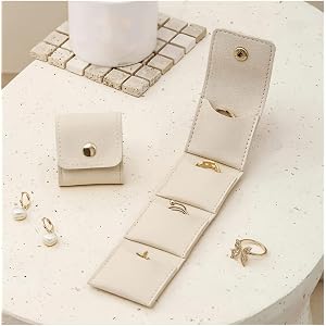 Foldable Travel Jewelry Roll, a Portable Jewelry Storage Box with Multiple Compartments, Buckle Design, Suitable for Rings (B