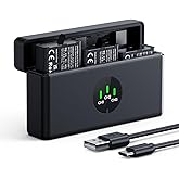 K&F CONCEPT 3 Pack Osmo Action Extreme Battery Plus (2100mAh) and USB C Fast Charging Case Set, Compatible with DJI Action 6 