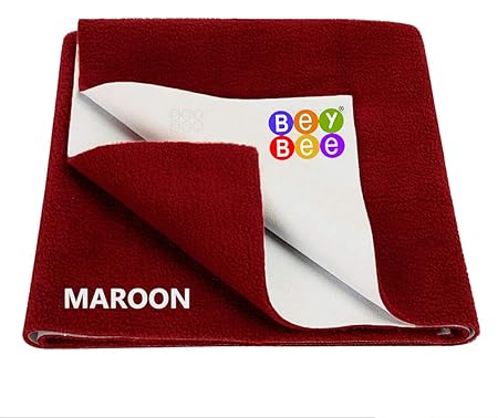 BeyBee Waterproof Baby Bed Protector Dry Sheet for New Born Babies (Large (140cm X 100 cm), Maroon)