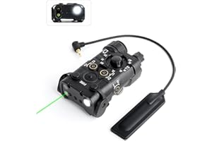 NOBUHIRO Upgrade Metal Airsoft PEQ Box Tactical Aiming Laser Sight, 10 Modes with Red/Green Laser+White Light+IR Laser for Strobe/Constant/Momentary Modes, Fit for AEG GBB CQB Picatinny Rail