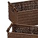 Household Essentials Decorative Woven Baskets Set of 3, Paper Rope with Wood Handles and Metal Frame, Small, Medium and Large, Brown