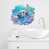 RoyoLam Sea Turtle Wearing Sunglasses Wall Decals Removable Animal Vinyl Stickers for Nursery Living Room and Bathroom Ocean Theme Decor Peel and Stick Wall Art