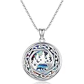 Shusukue 925 Sterling Silver Womens Animal Necklace Bear Paw Print/Orca/Sea Turtle/Owl/Crow/Highland Cow Pendant for Women Men Christmas Jewelry Gift