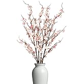 Ammyoo 4Pcs Cherry Blossom Branches Artificial Flowers for Spring Summer Indoor Decoration,Faux Long Stem Artificial Flowers for Wedding Home Office Bedroom Party Table Centerpieces Decor (Pink)