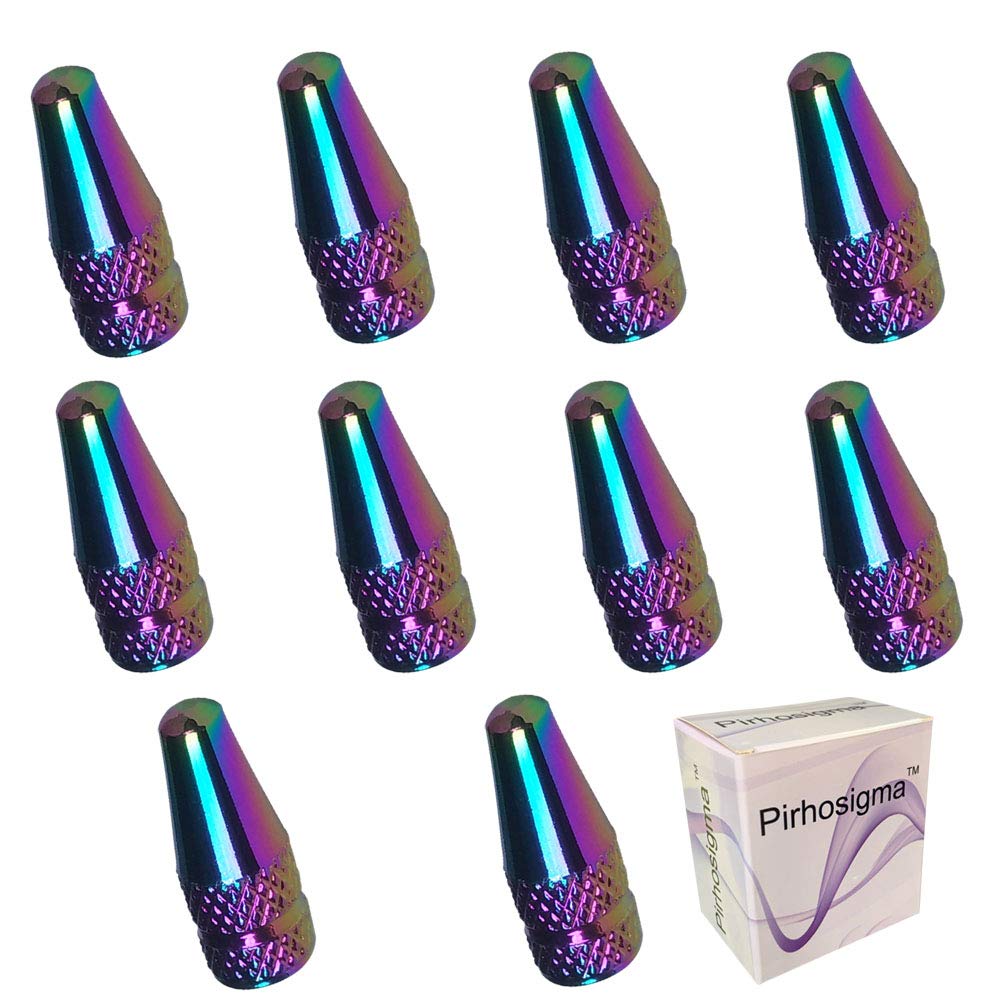 Pirhosigma 10 Pcs Fantasy Colorful MTB Presta Bike Bicycle Road Racing Coloured Metal Anodized Machined Aluminum Alloy Tire French Style Valve Cap Dust Covers