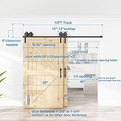 WINSOON 5FT - 10FT Bypass Sliding Barn Door