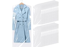 TranRantic 30 Pack Clear Garment Bags, 23.6 x 59.1 Inch Plastic Garment Bags Dustproof, Long Clothes Covers, Waterproof Suit 