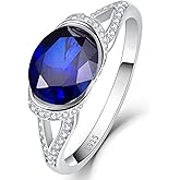 Yaresul 2ct Created Sapphire Ring for Women 925 Sterling Silver Blue Sapphire Ring Paved White Cubic Zirconia Engagement Wedding Band Ring for Women Size 5-9