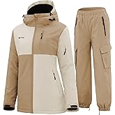 GEMYSE Women's Ski Snow Jackets and Pants Set Windproof Waterproof Snowsuit Warm Winter Snowboarding Insulated Coat