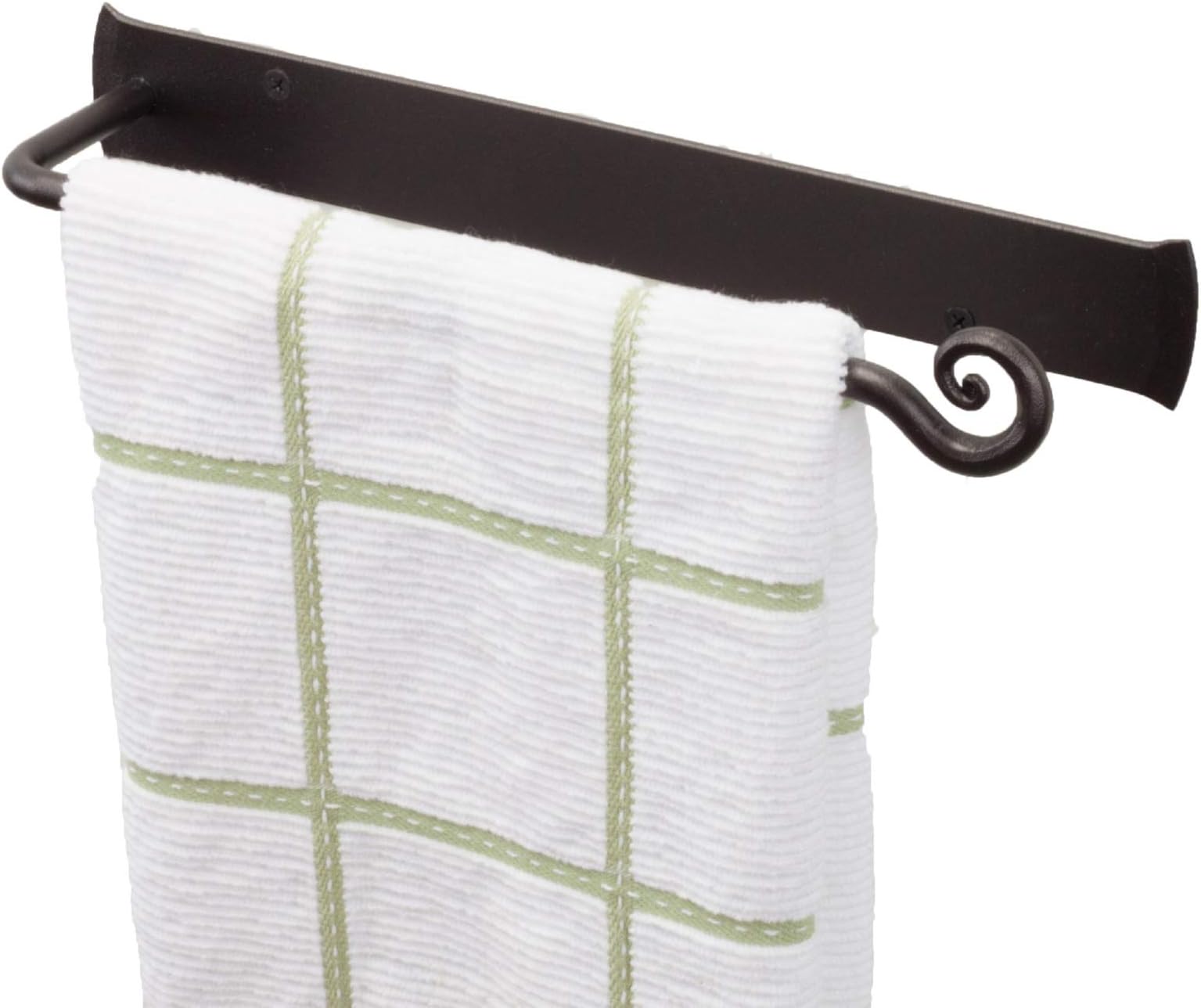 RTZEN Matte Black Hand Towel Holder for Bathroom - Handcrafted Farmhouse Wrought Iron Metal Kitchen Bar - Small Hand Towel Bar Hanger for Home or Office - Wall Mounted Rack Fits 10" Towels