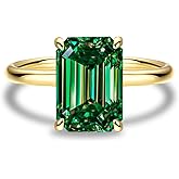 RODIFFY 2.5CT/3.0CT Elongated Emerald Cut Engagement Ring, S925 Silver 5A Cubic Zirconia Solitaire Promise Wedding Ring